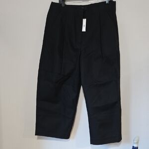 Banana Republic Black Barrel Cropped Wide-Leg Pants